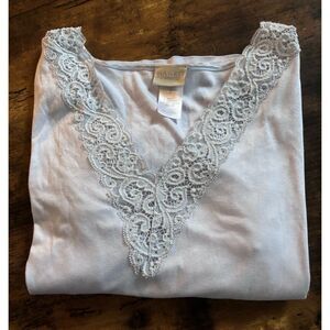 Hanro Lace Trim Nightgown in Light Blue